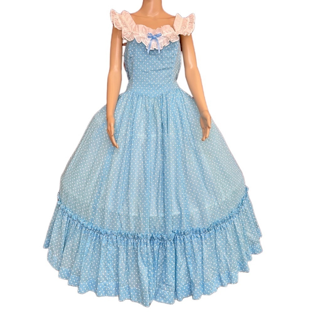 Vintage Handmade Floral Southern Belle Costume Gown & Hoop Skirt Large 12/14